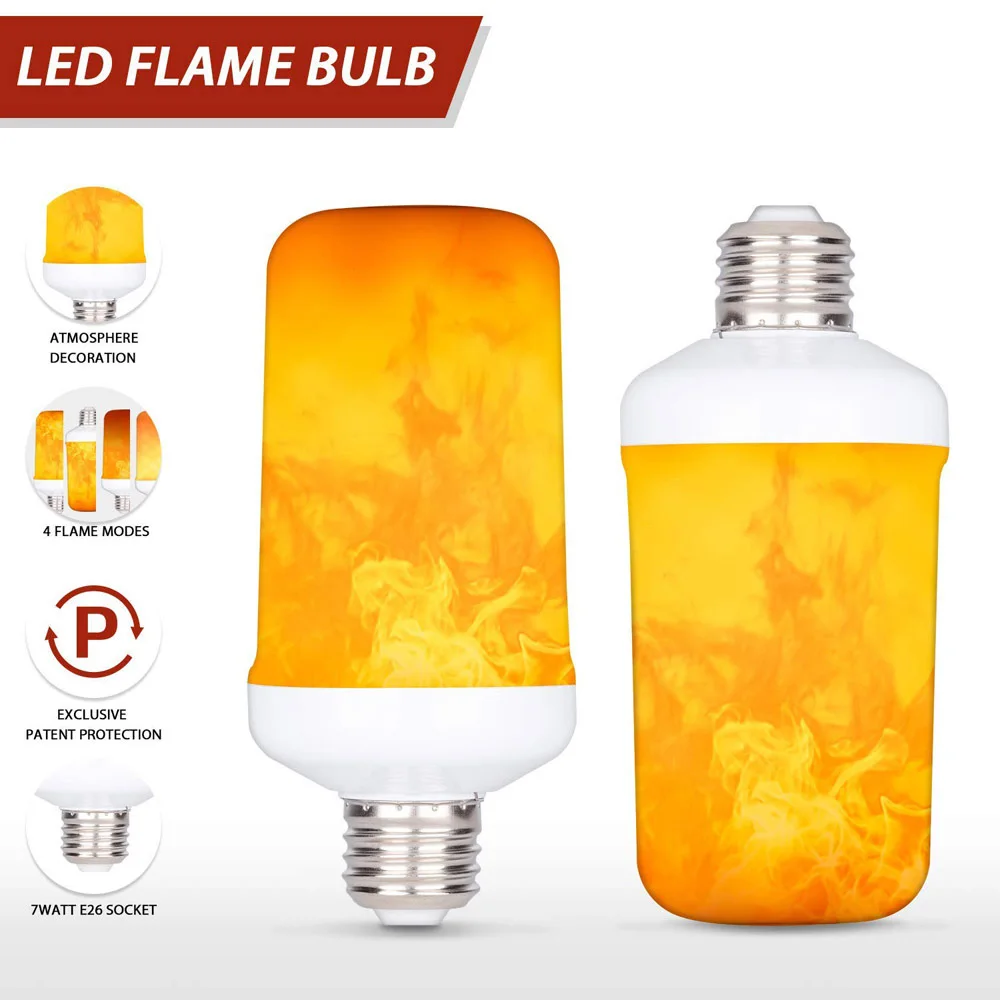 

E27 E26 E14 B22 LED Flame Lamp 4 Modes Flame Effect Light Bulb 85-265V Flickering Emulation Fire Light With Gravity Sensor Decor