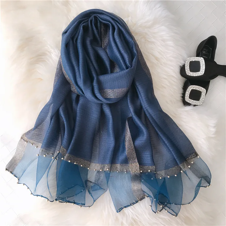 Новое поступление 70*190 см шарф шаль женский осенний зимний Шелковый шерстяной шарф Высокое качество осенний зимний женский шарф подарок матери - Цвет: navy blue