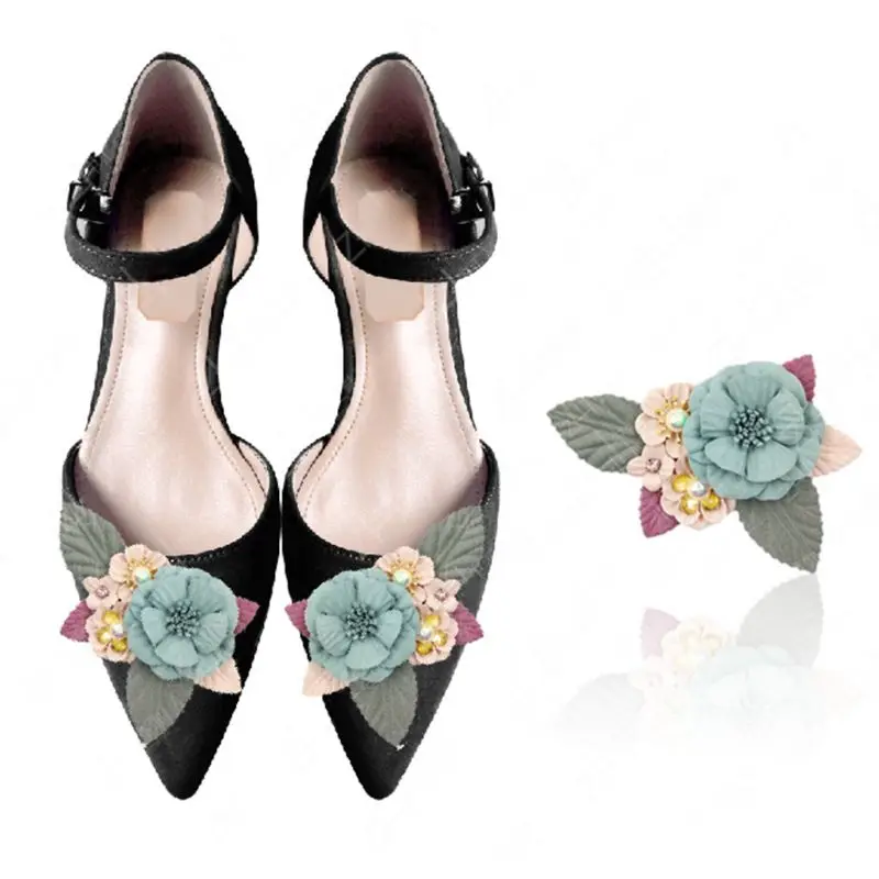 

1PC DIY Shoe Decoration Flower Handmade Pearl Shoes High Heel Women Lady Ornaments Charms Accessories Colorful Floral Fashion