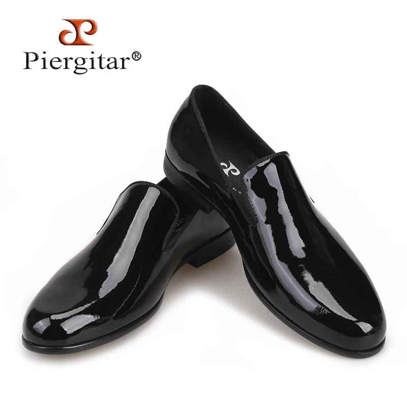 

Piergitar 2018 New arrival Handmade Black Patent leather men shoes luxurious party and wedding men's dress shoes men loafers