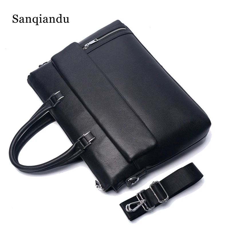 Sanqiandu Мужская сумка из натуральной кожи портфель для ноутбука мужская известного