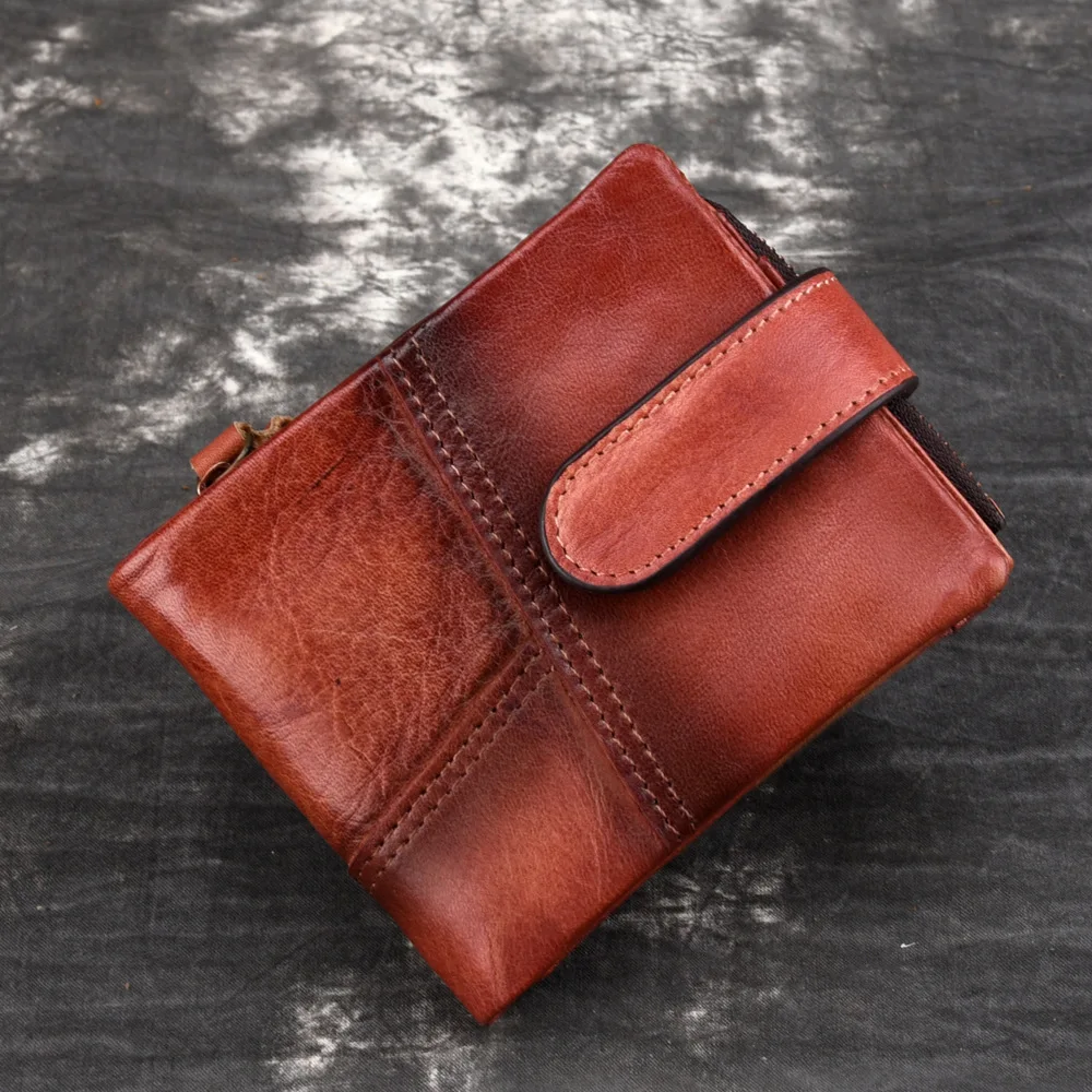 

Luxury RFID Genuine Leather Men Wallets Coin Pocket Zipper Real Men's Cow Leather Wallet with Coin High Quality Coin Purse