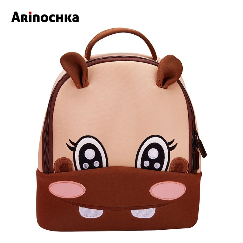 Unicorn Kindergarten Kid Backpacks Baby Boy Zoo Animal Bookbag Girls Cute Giraffe Schoolbag Backpack Children Cartoon Mochila - Цвет: Hippo