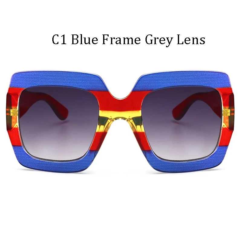 ALOZ MICC высококачественные большие квадратные солнцезащитные очки для женщин роскошная хрустальная большая оправа солнцезащитные очки UV400 женские очки Q305 - Цвет линз: C1 Blue Frame Grey
