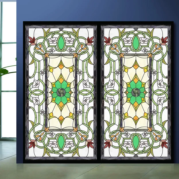 Colored Drawing Gl Film Wardrobe Bathroom Sticker Fashion Colored Drawing Gl Film Wardrobe Bathroom Sticker Fashion European Art Multicolour Decorative Stained Window