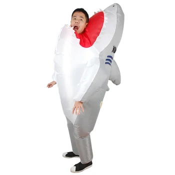 

Inflatable Shark Cosplay Costumes Shark Mascot Costume Fancy Dress Suits for Adult Animal large grey Halloween Purim party