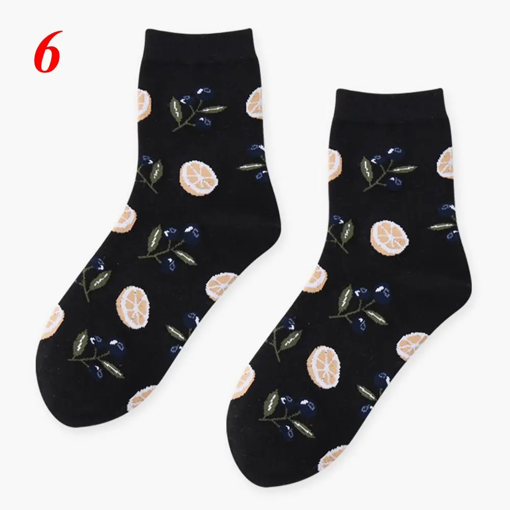 Корейские свежие носки с фруктами лимон авокадо ананас черешня черника оранжевый гардении банан фламинго рождественские носки счастливые носки