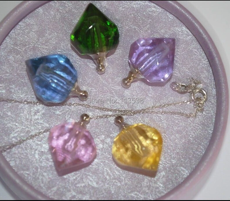 

500pcs polyhedron heart crystal vial pendants Glass Crystal Vials perfume oil bottle name on rice art charms jewelry gift