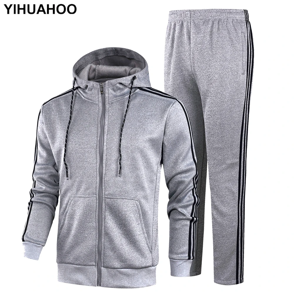 

YIHUAHOO Tracksuit Men Winter Autumn Clothing Set 2PCS Jacket and Pants Two-Piece Sweatpants Sportswear Track Suit KSV-TZ060