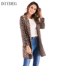 DIYDEG зима Леопардовый принт с длинным рукавом с круглым вырезом Женская короткая куртка кардиган Женское пальто Женская