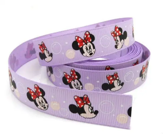 

5 Yards Mauve Minnie Head 16mm Wide Wedding Craft Printed Grosgrain Ribbon c3