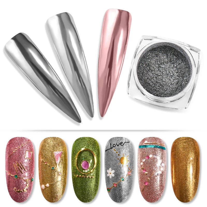 

Mixed 10 Colors Chrome Mirror Powder Nail Art Glitter Chameleon Pigment Dust Manicure Art Nail Tips Decoration Accessories Tools