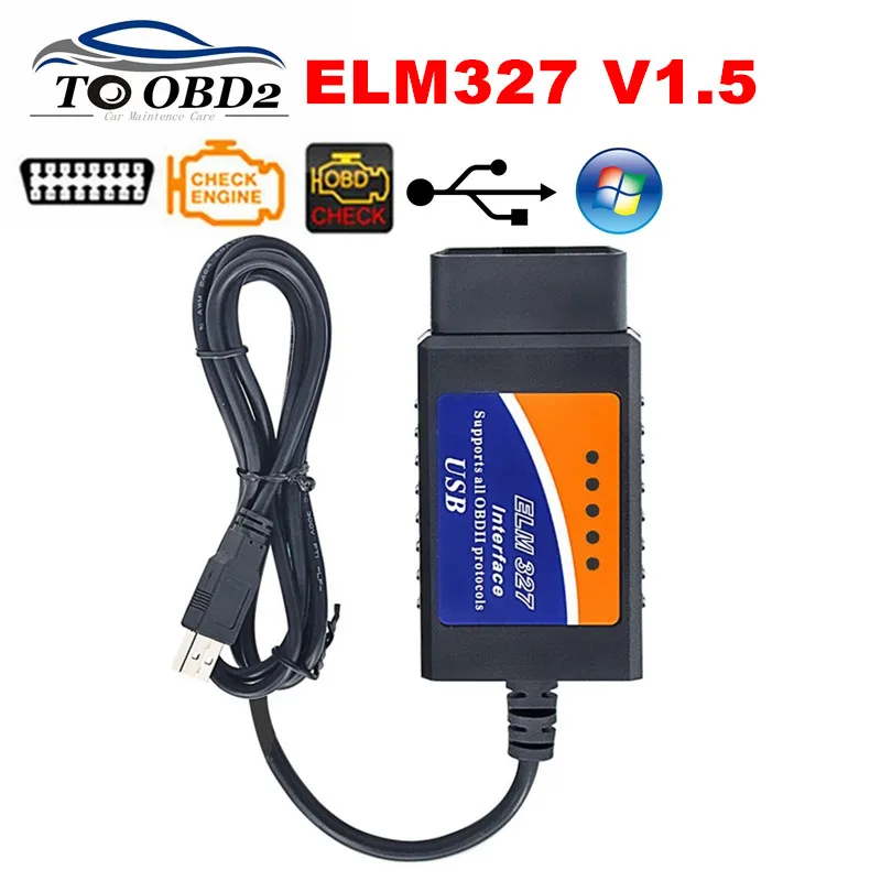 

Auto Car Diagnostic ELM327 USB Plastic Code Reader V1.5 Supports Multi-Brand Cars ELM 327 1.5 Works Via Computer Auto CAN-BUS