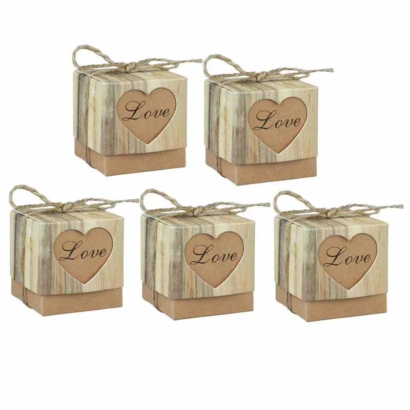50pcs Romantic LOVE Heart Kraft Paper Candy Boxes chocolate Gift bag country Wedding bridal shower bachelorette hen Party Favor | Дом и сад