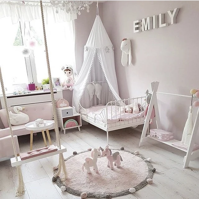 Round Rug Tapete Infantil Nordic Soft Cotton Fluffy Floor Mat Rugs Kilim for Baby Children Bedroom Living Room Pink Grey Blue 6