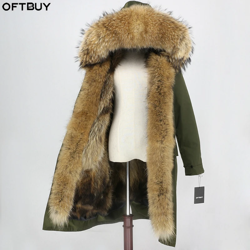 Женская непромокаемая парка OFTBUY длинная уличная куртка шуба из натурального