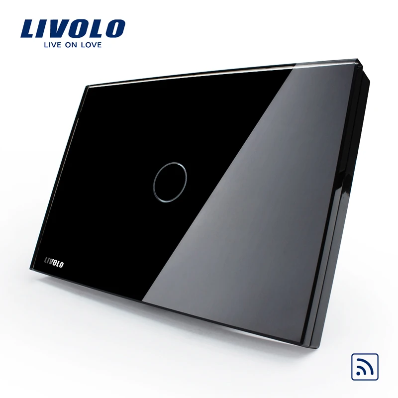 US AU Standard Livolo Black Pearl Crystal Glass Panel VL C301R 82 110 250V 433 92MHz