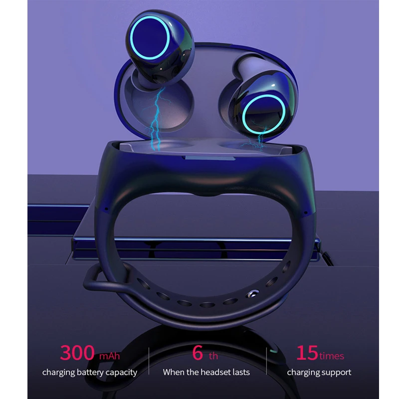 

LEORY HM50 bluetooth 5.0 Wrist TWS Graphene Earphone Wireless Stereo in-Ear Headset Portable Binaural Handsfree