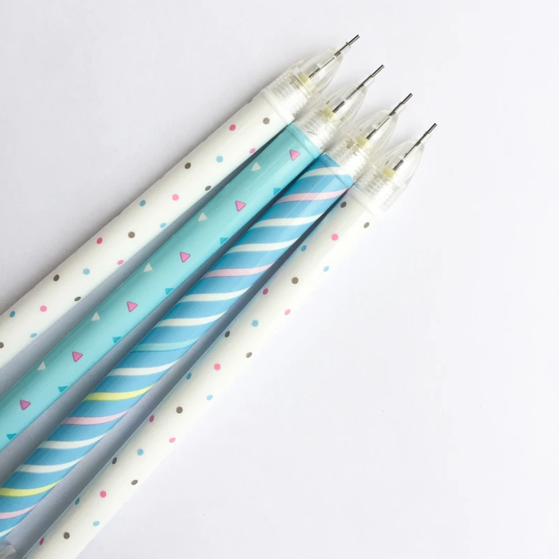 

P49 3X Simple Colorful Dots Striped Press Automatic Mechanical Pencil School Supply Student Stationery 0.5mm