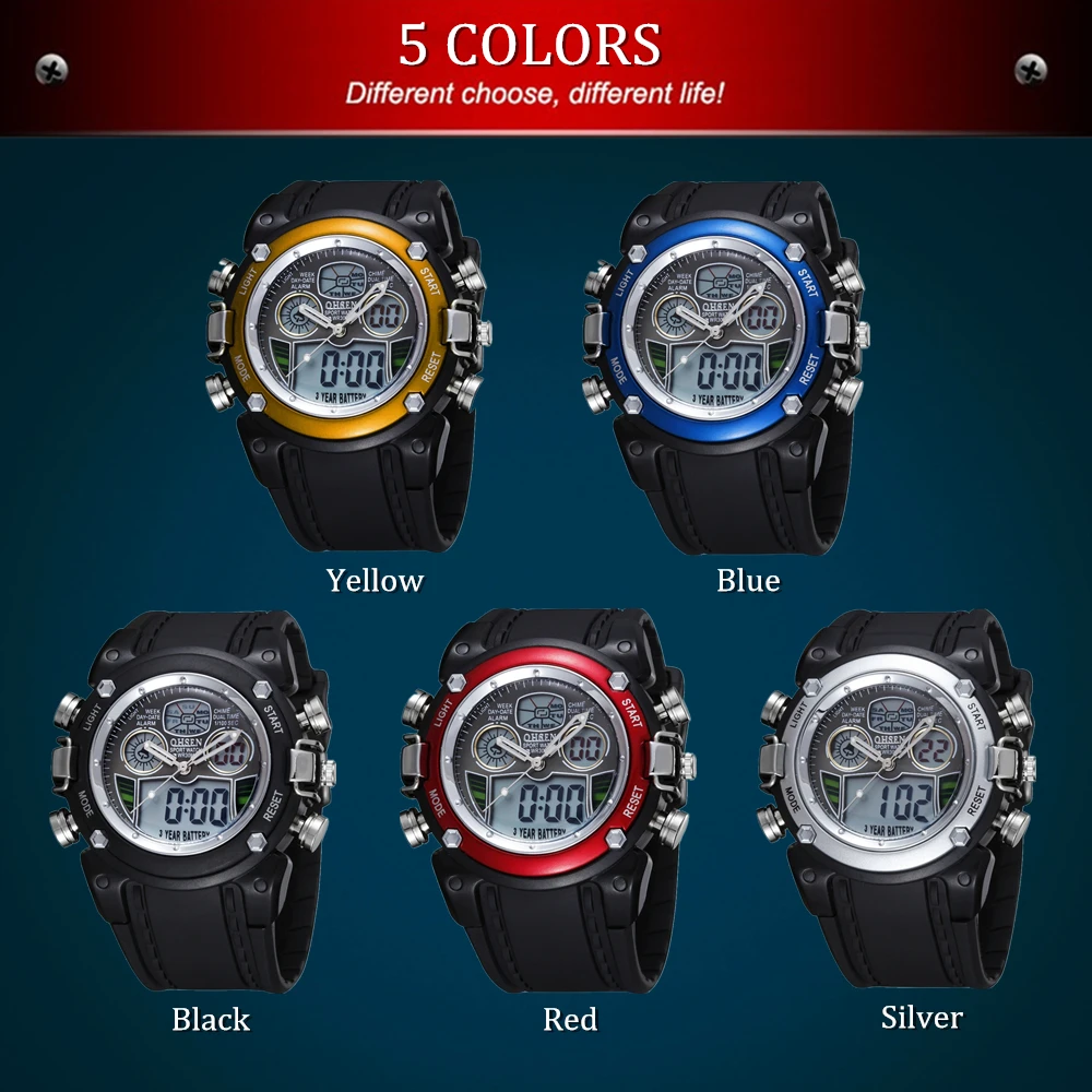 Новое поступление OHSEN Цифровые кварцевые мужские модные часы черный резиновый ремешок ЖК-дисплей Спорт на открытом воздухе повседневные мужские наручные часы Montre homme