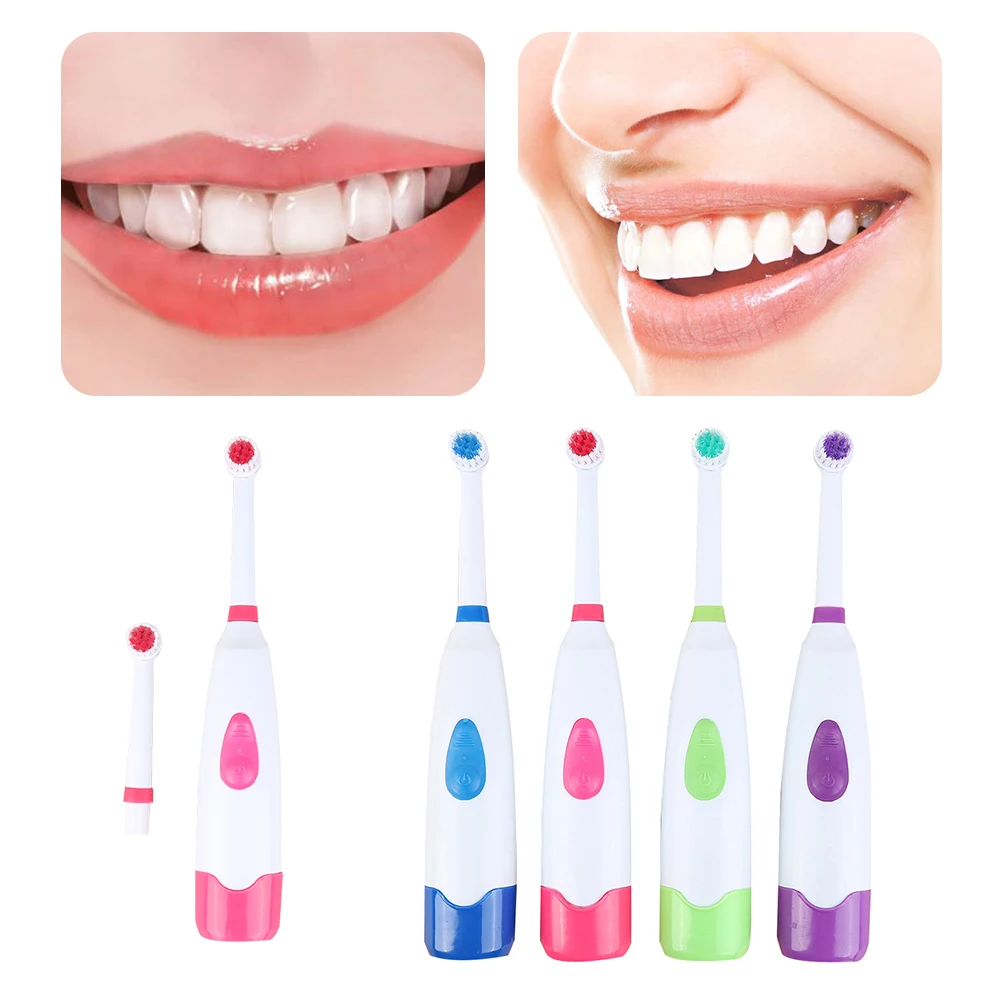 4Colors Round Head Electric Toothbrush with 1 Pcs Replaceable Head Anti