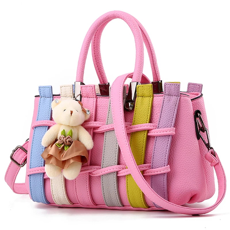 

Women HandBag Fashion shoulder Bags little bear decoration Handbags sweet ladies 2018 High Quality Messenger Bags casual totes