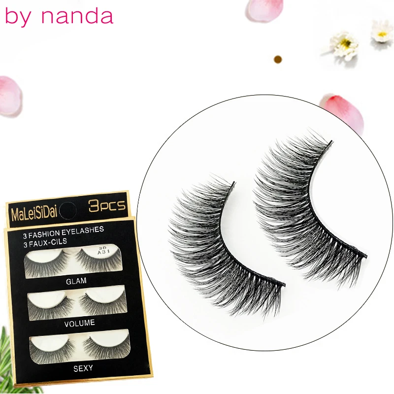

2018 Hot Sale New 3 Pairs Natural Thick Long False Eyelashes Makeup Handmade Soft False Lashes Eyelash Extension Fake Eyelashes