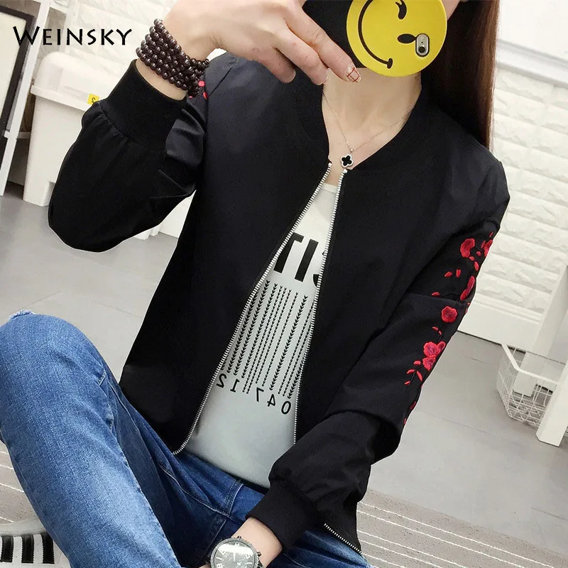 Very best Women Embroidery Floral Baseball Jackets 2019 New Elegant Coat Fashion Youth Bomber Jackets Casual