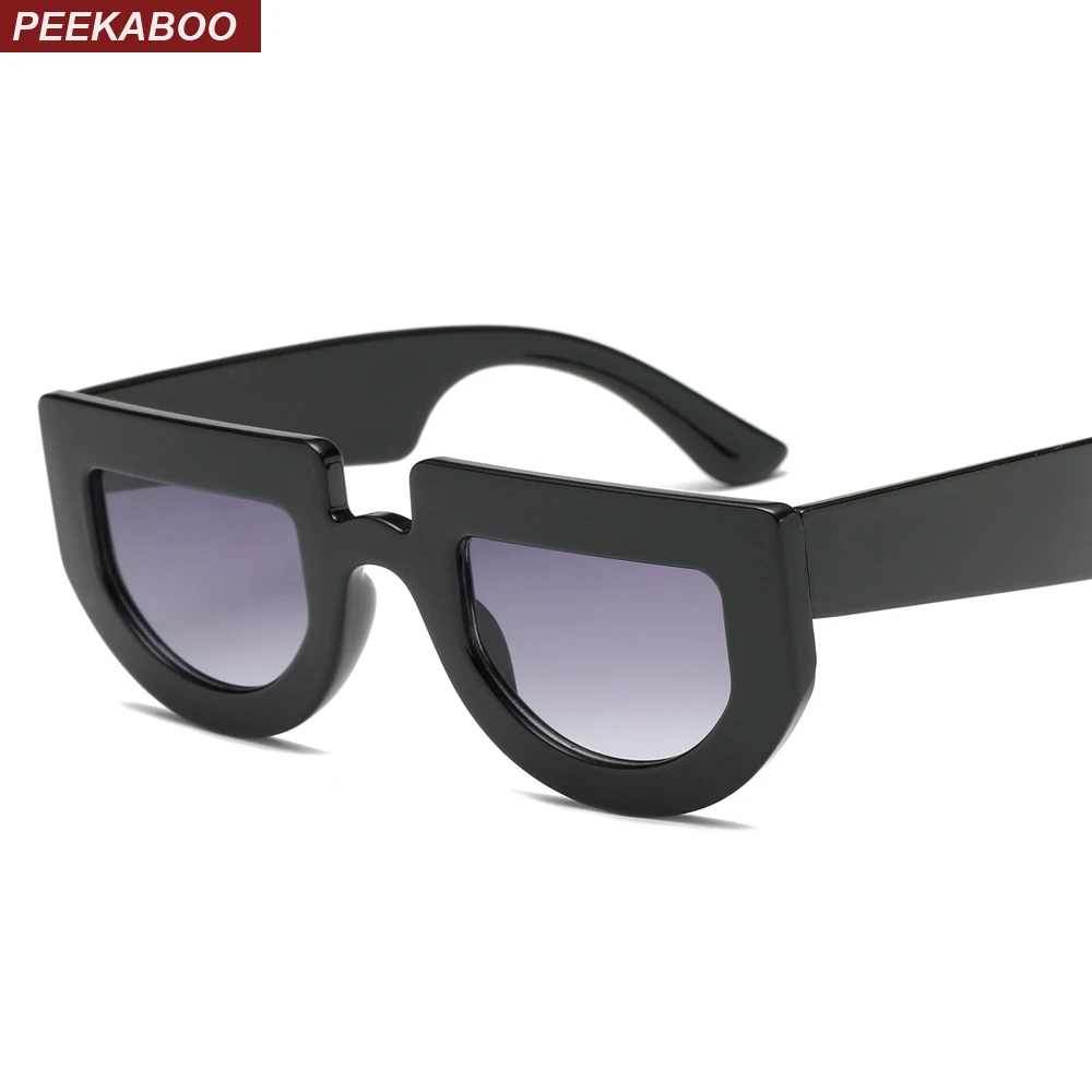 

Peekaboo white half round sunglasses women thick frame 2019 black retro vintage sun glasses for women men unisex uv400