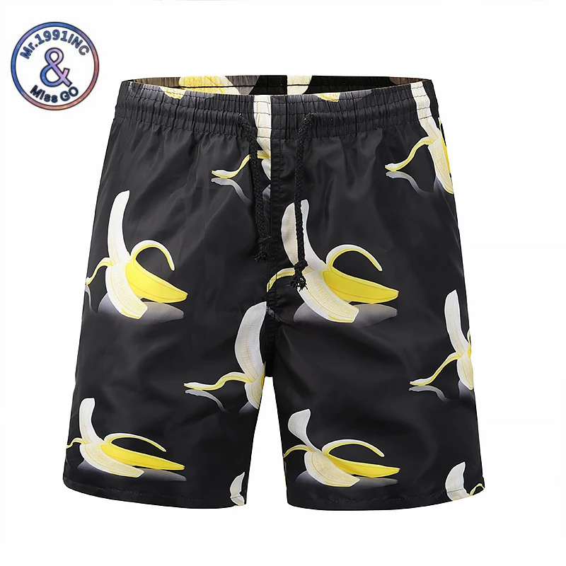 

Mr.1991INC 2018 Summer Fashion Beach Shorts Men Personality 3D Fruit Banana Print Casual Board Shorts Quick Dry Mens Loose Short