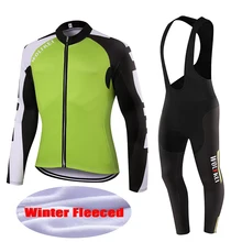 WOLFKEI зимний термальный флис Ropa Ciclismo велосипедная одежда длинный нагрудник комплект трико горный велосипед Джерси наборы# WK2587