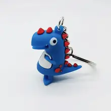 

2019 New PVC soft glue small dinosaur key chain 3D three-dimensional cartoon dinosaur children bag pendant