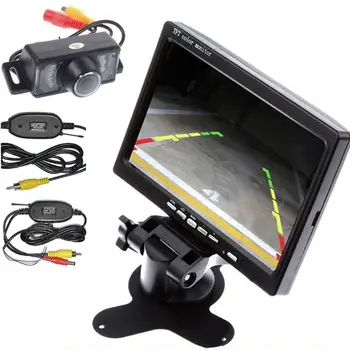 

Wireless Transmitter/Receiver HD Waterproof Rear View Camera Night Vision Parking Backup Camera+7'' Car Monitor Rearview Screen