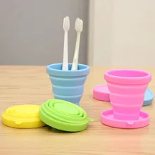 Силиконовая Выдвижная складная чашка портативная телескопическая складная питьевая вода чашки с крышкой для спорта на открытом воздухе Кемпинг путешествия