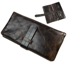 Luxe rétro hommes portefeuilles huile-cire cuir véritable portefeuille bourse de peau de vache carteira mâle carte bourse de support de Haute Qualité