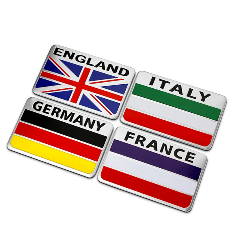 6X4/8X5 см инглии Италия Франция Германия флаг квадратный значок Тонкий алюминий маркировки эмблема Стикеры украшение Стилизация автомобиля универсальный