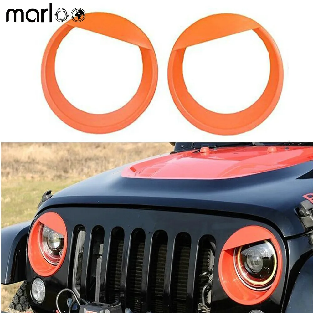 Per Accessori Jeep Wrangler Cornici Faro Anteriore Angry Bird Style Trim Cover-Coppia Arancione/Nero