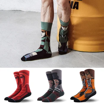 

New Star Wars The Last Jedi Funny Cotton Socks Men Women Crew Long Happy Sock Male Winter Polo Warm Cartoon Print Flag Socks