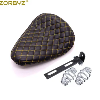 

ZORBYZ Motorcycle Black PU Leather Diamond Solo Drive Seat 3" Spring & Bracket For Harley Chopper Bobber Custom
