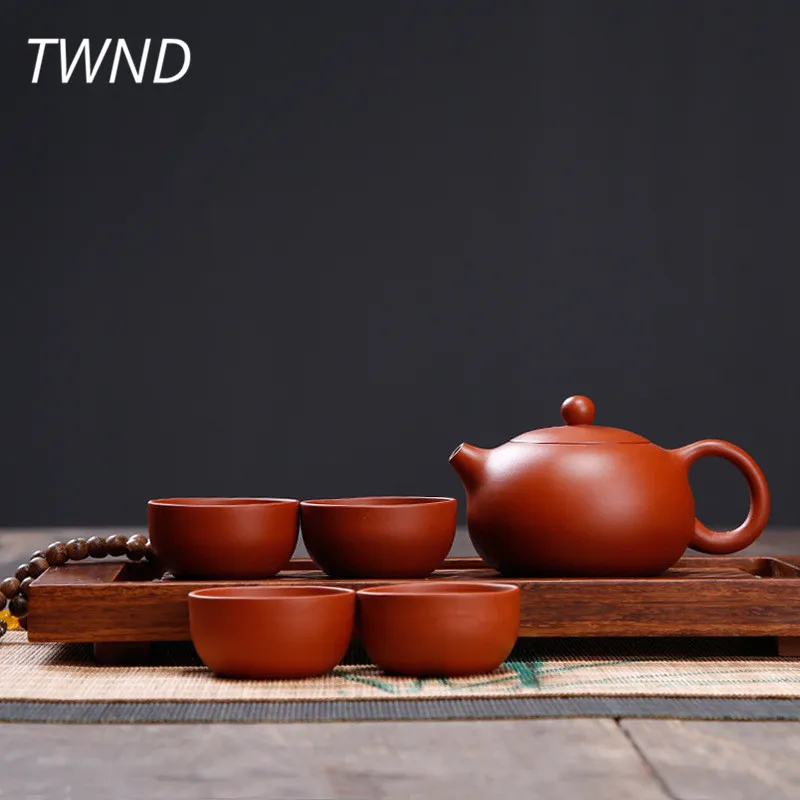 

Purple clay travel teapot cup tea tray sets kung fu kettle drinkware gift box