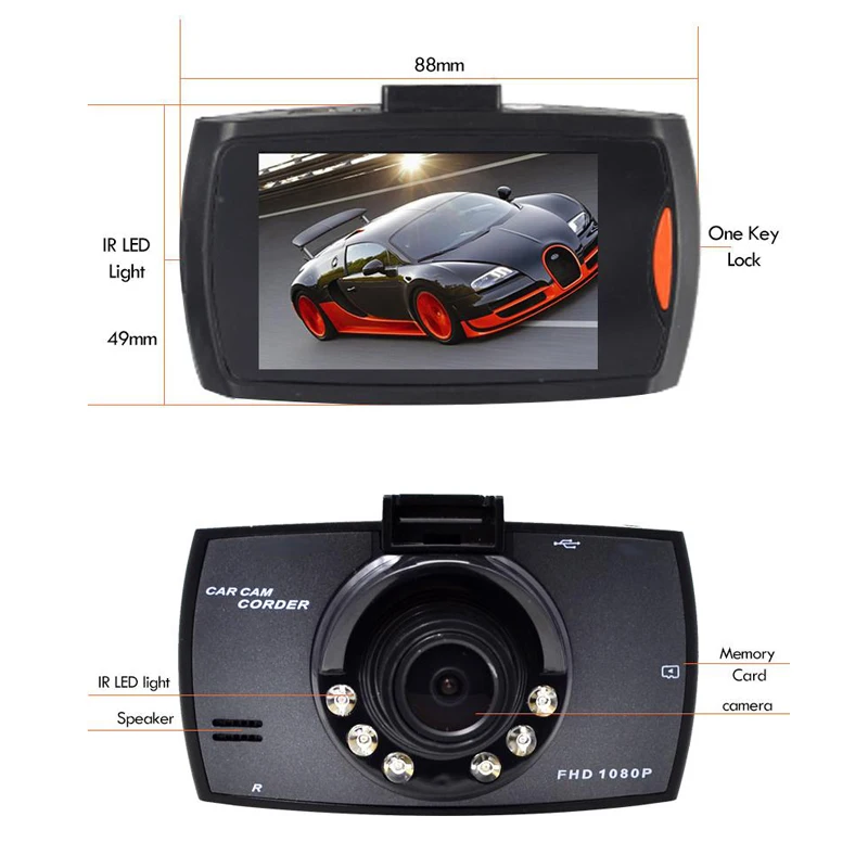 G30 Автомобильный видеорегистратор 2 7 дюймов Full HD 1080P с двумя объективами ночного