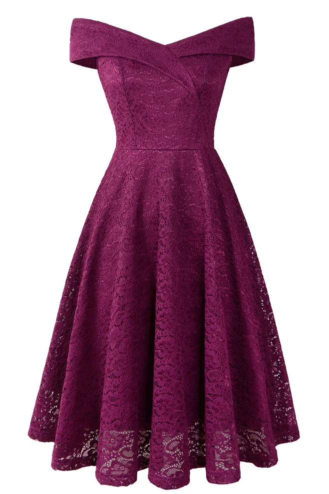 Elegant A-line V-neckline Lace Cocktail Dress