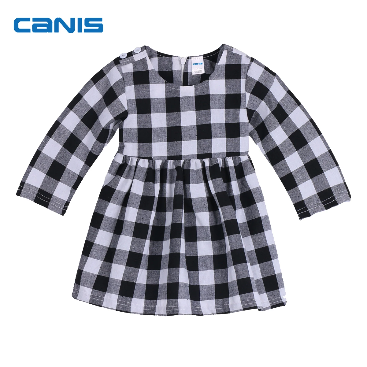 

Black Grey Plaids Cotton Newborn Baby Girls Toddler Kid Princess Wedding Tutu s Dress 0-2T