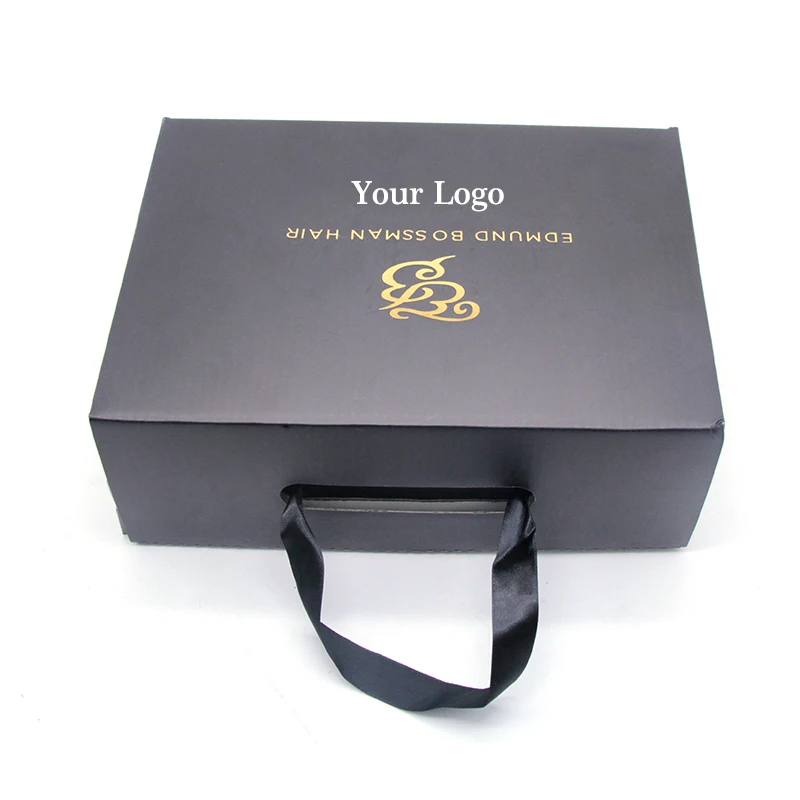 

Customized Printed Logo Hair Packaging Box Wig Hair Box Can Be Customized Logo Brand Black/Brown/White Portable Rope Shoe Box