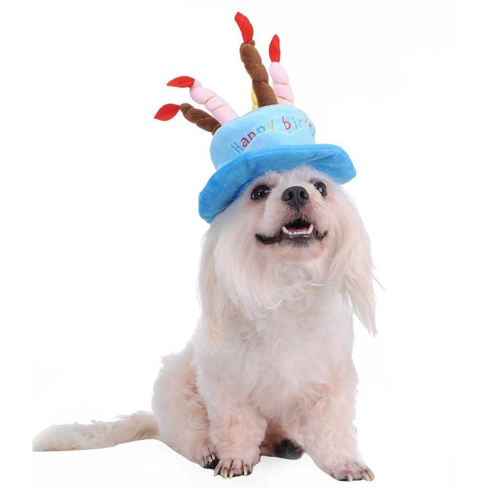 Шляпа для торта для домашних животных, милая шапка для домашних животных, поздравительная открытка с свечи для дня рождения для собак, кошек