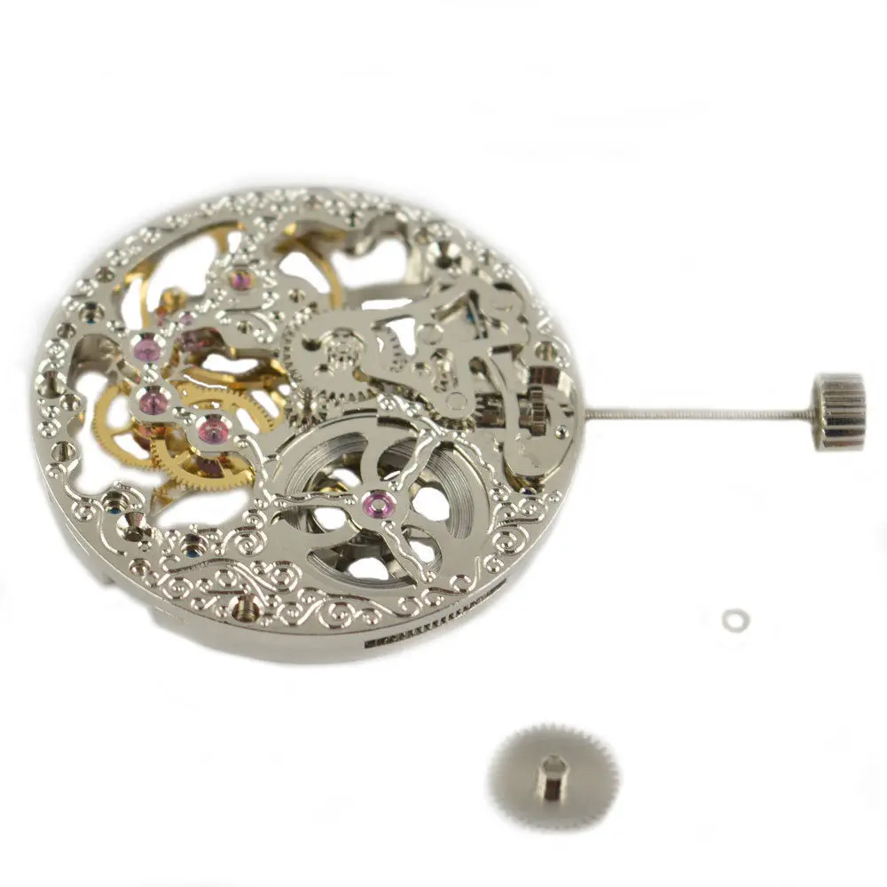 

Watch accessories Classic 17 Jewels mechanical Analog Full Skeleton silver Hand Winding 6497 movement watches for parts