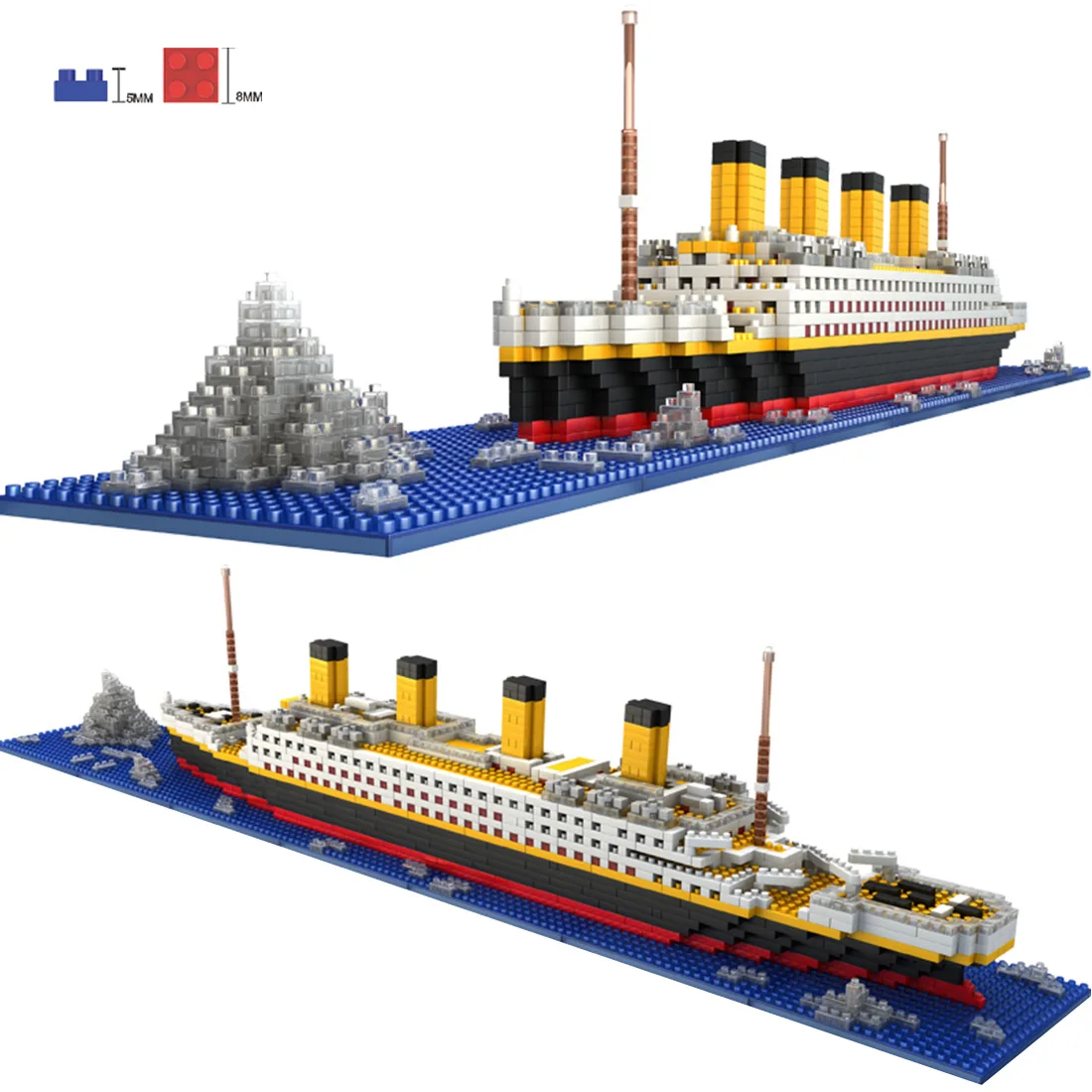 

Children 1860Pcs Titanic Shape Cruise Ship Micro Diamond Particle Assembly Boat DIY Model Building Block Brick Kit For Kids Gift