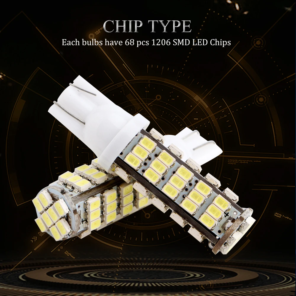 YM E Bright 500X T10 W5W 1206 68 SMD 194 168 светодиодов 12 В Светодиодные Автомобильные лампы белого