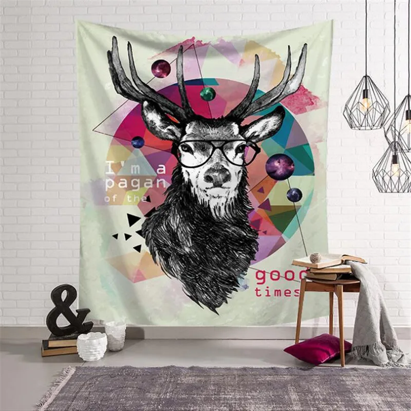 

Fashion Deer Decorative Wall Tapestries Table Cloth Decor Carpet Animal Elk Deer Flower Tapestry Wall Hanging w3-new-Lc-8
