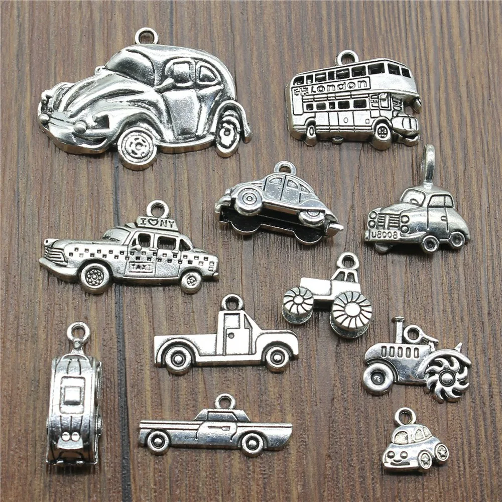 

3 Piece Mix Antique Silver Color Car Pendants Jewelry Accessories Bus Charm Finding Charm For Jewelry Making Vintage Car Charm